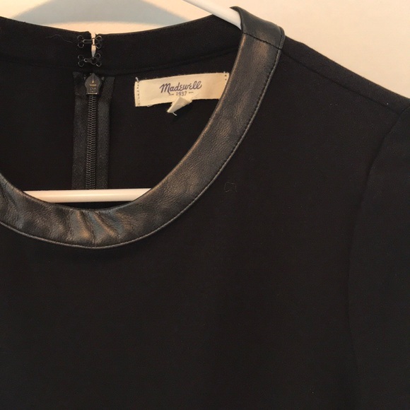 ✨ Last Chance Madewell Black Peplum Top with Leather Trim - Picture 3 of 5